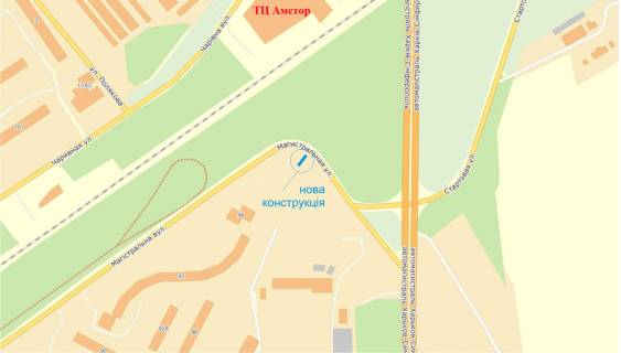Билборд A в Запорожье ул. Магистральная схема